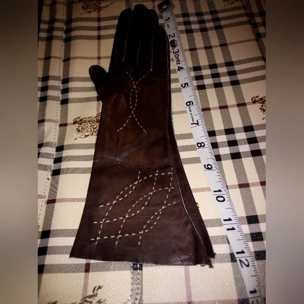 Beautiful Bacmo Leather Gloves 12 Inches Long Flared Vintage